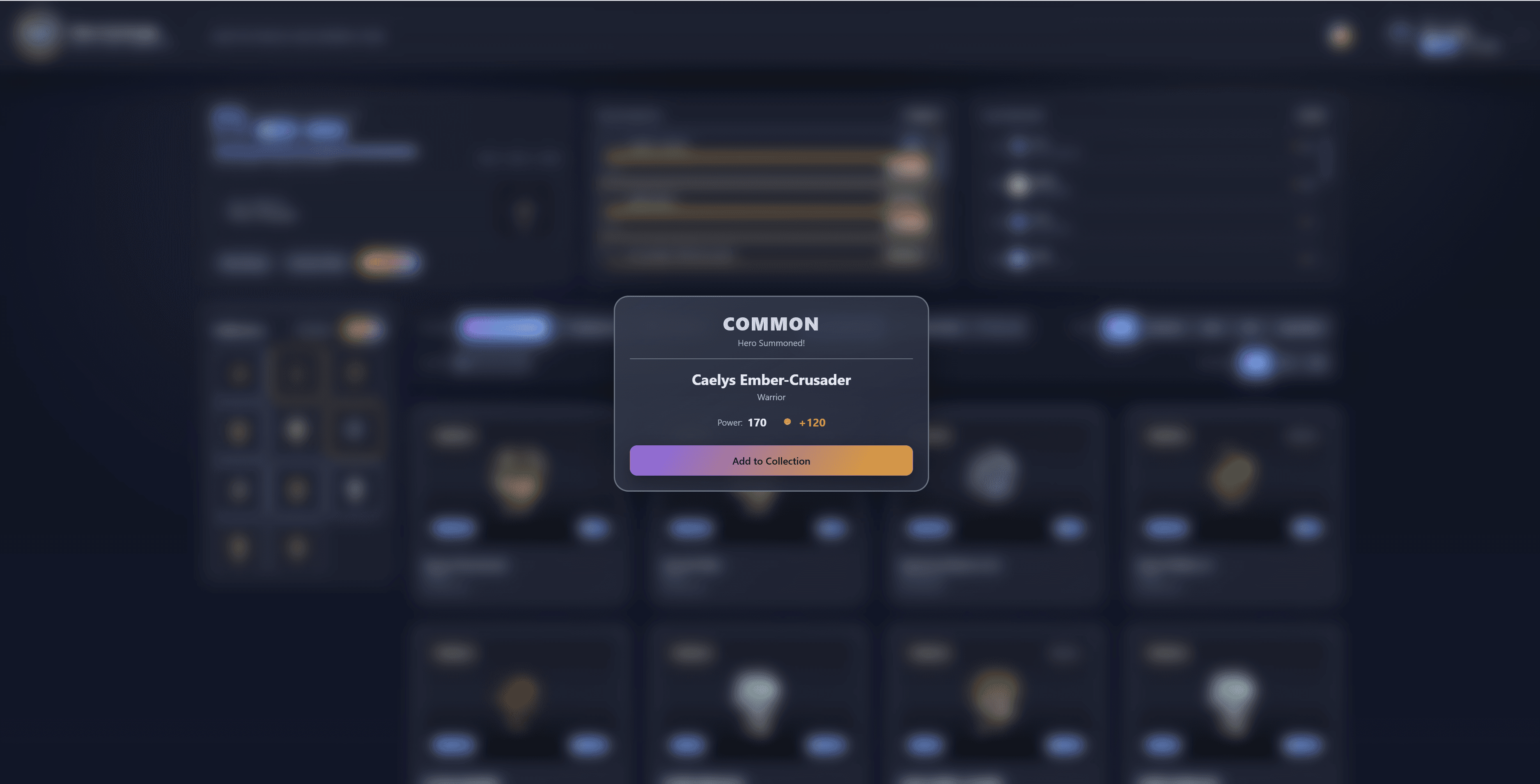 Hero summoned result showing new hero added to collection